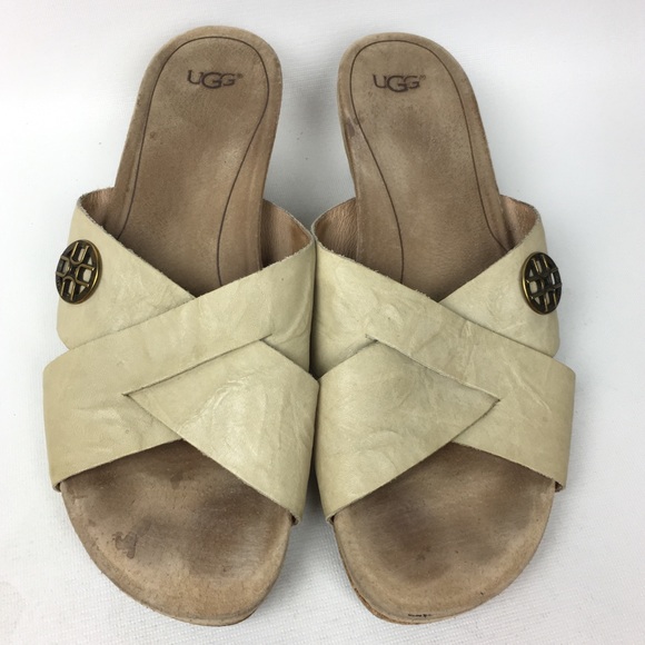 UGG Cork Wedge Leather Sandals - Picture 2 of 8